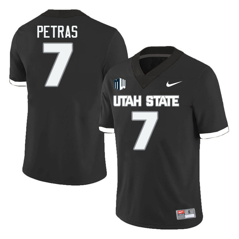 Utah State Aggies #7 Spencer Petras College Football Jerseys Stitched-Black